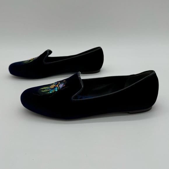 Tory Burch Easton Beetle Loafer, Size 8, Velvet Flats, Blue Color, Rare , New